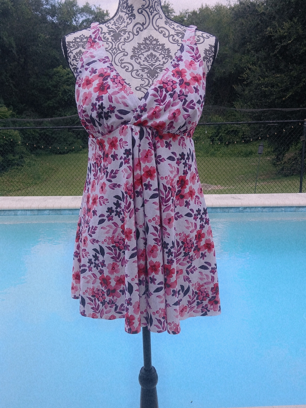 Nicole Miller Swim Dress In White, Pink And Purple